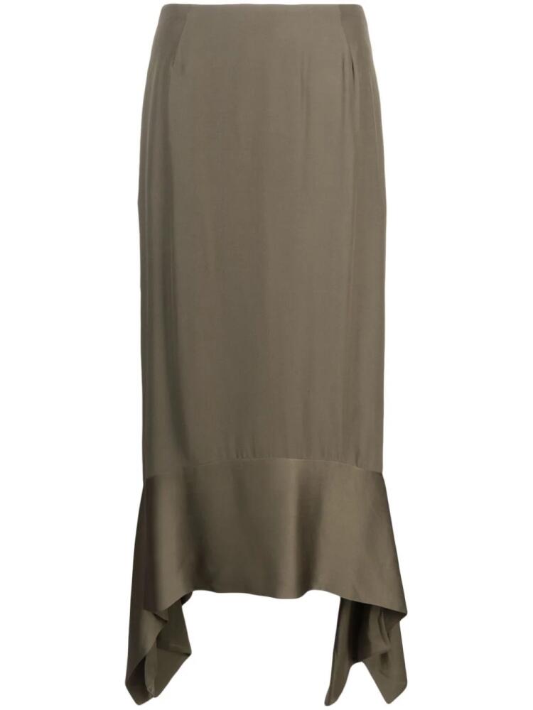 TOTEME asymmetric crepe-texture midi skirt - Green Cover