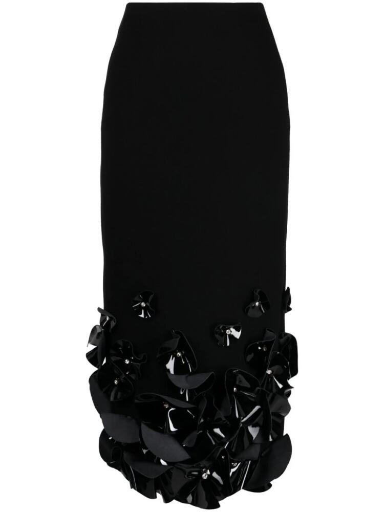 David Koma floral-embroidery crepe midi skirt - Black Cover