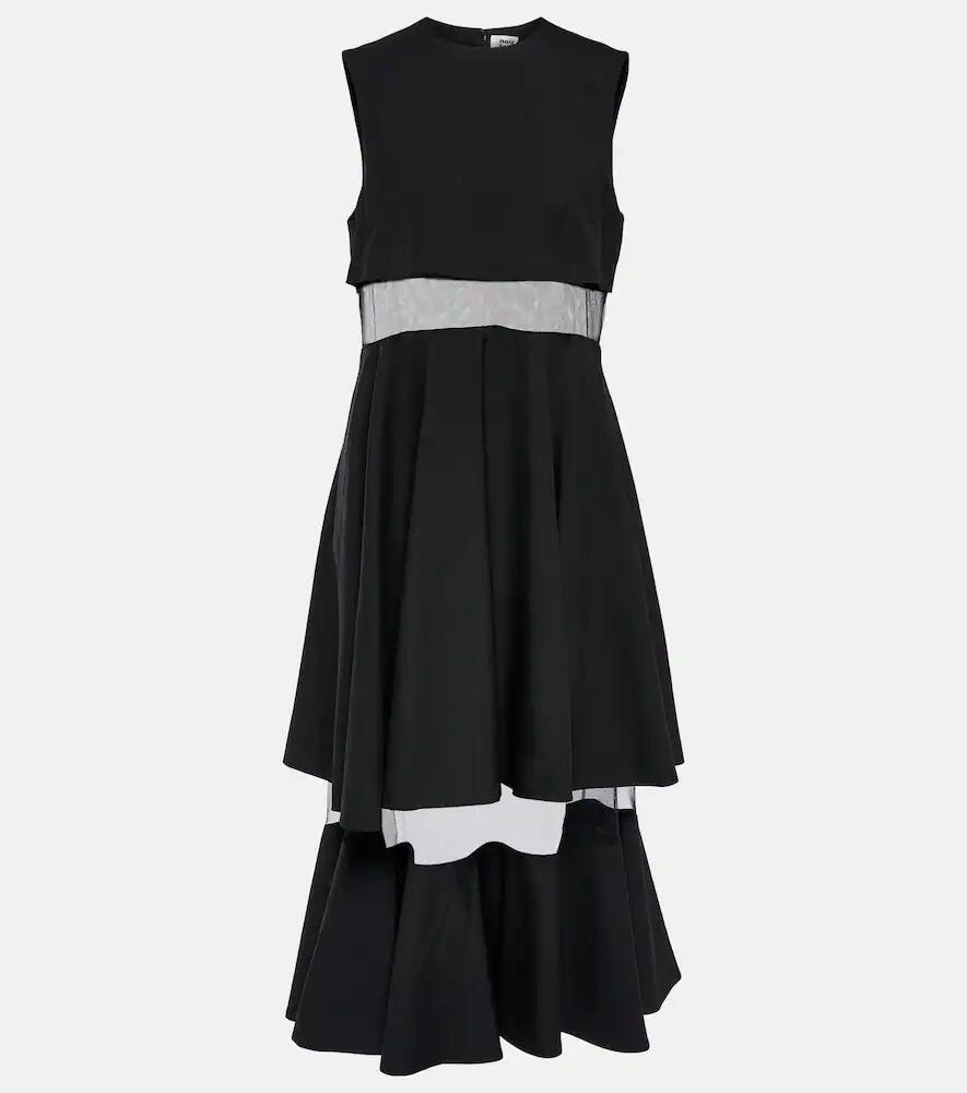 Noir Kei Ninomiya Mesh-trimmed wool midi dress Cover