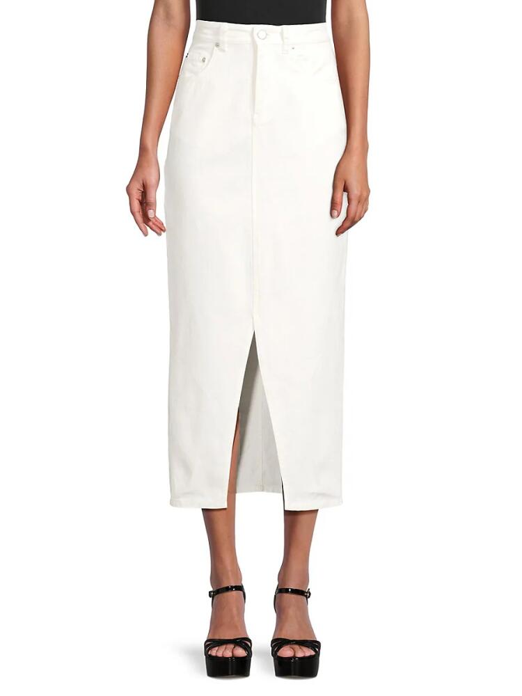 Lea & Viola Women's Faded Slit Denim Midi Skirt - White Cover