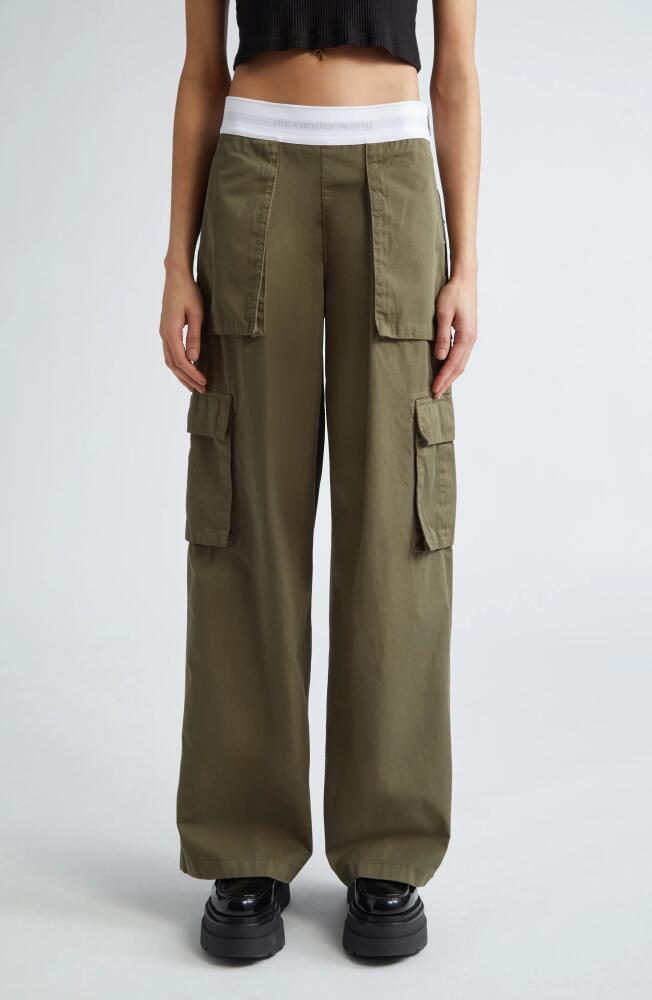 Alexander Wang Rave Logo Waist Cotton Cargo Pants in Army Green Cover