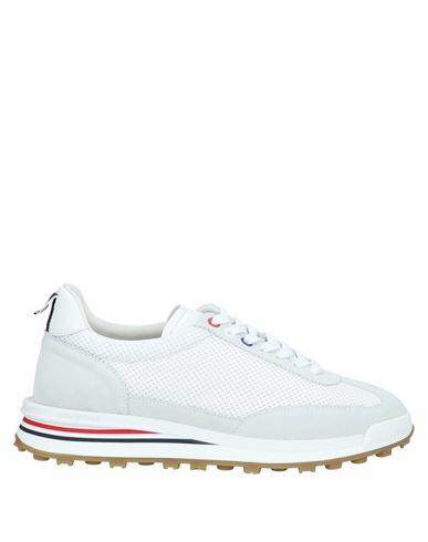 Thom Browne Man Sneakers White Textile fibers, Soft Leather Cover