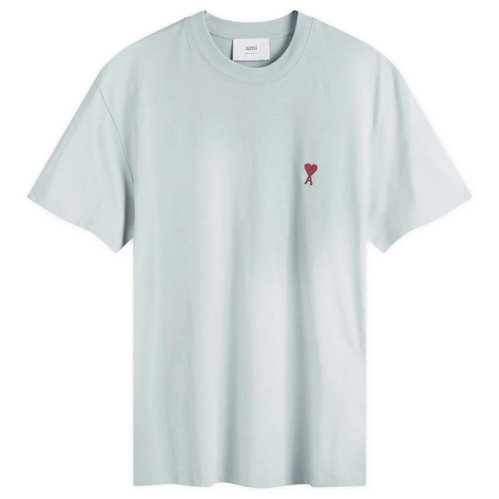 AMI Paris Men's Small A Heart T-Shirt in Clay Blue Cover