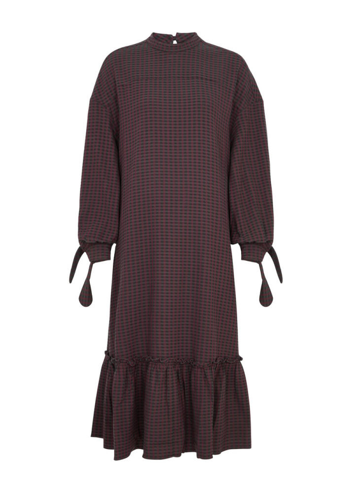 Ymc Rushmore Gingham Seersucker Midi Dress - Burgundy Cover