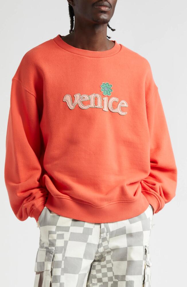 ERL Venice Appliqué Cotton Sweatshirt in Red Cover