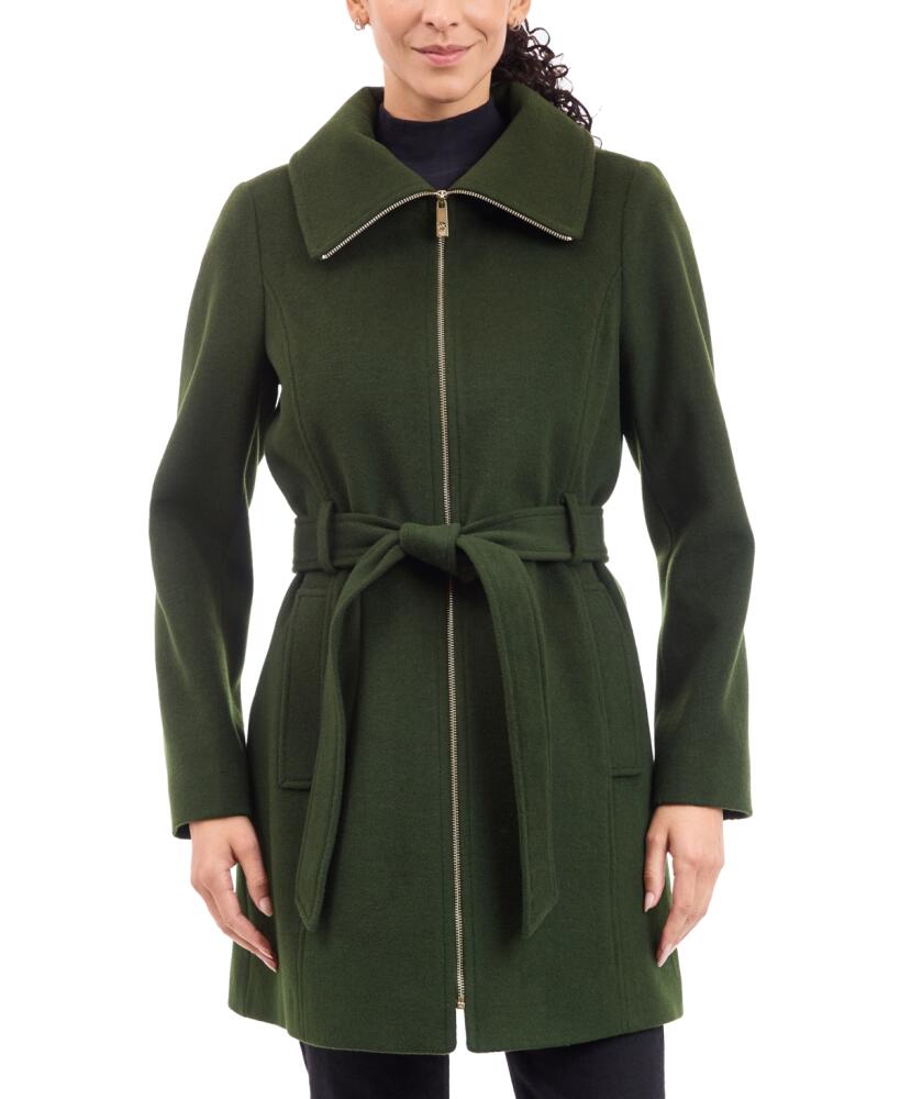 Michael Michael Kors Women's Belted Zip-Front Coat, Created for Macy's - Jade Cover