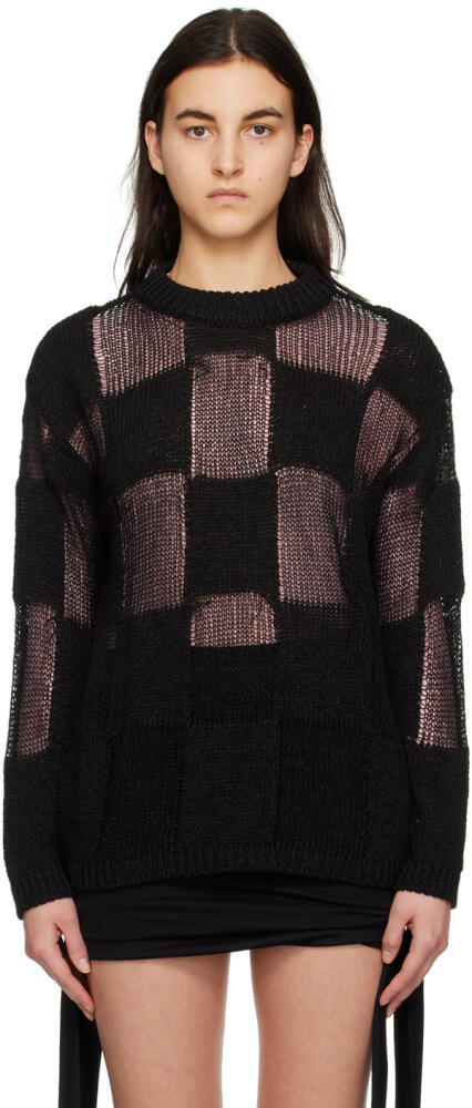 OPEN YY Black Check Sweater Cover