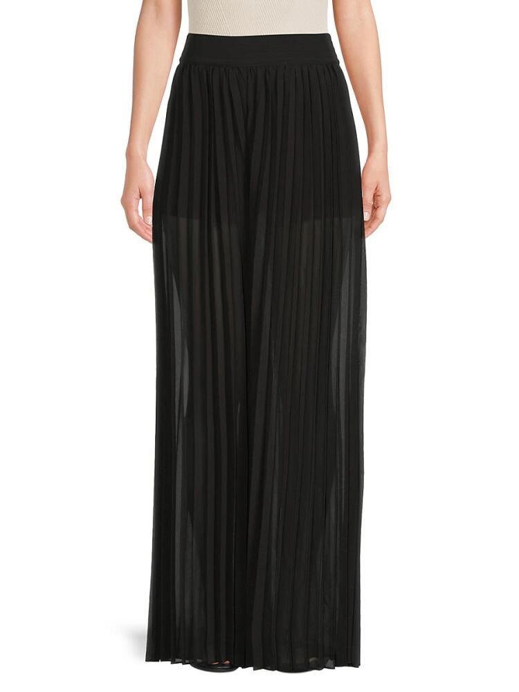 BCBGMAXAZRIA Women's Plissé Wide Leg Pants - Noir Cover