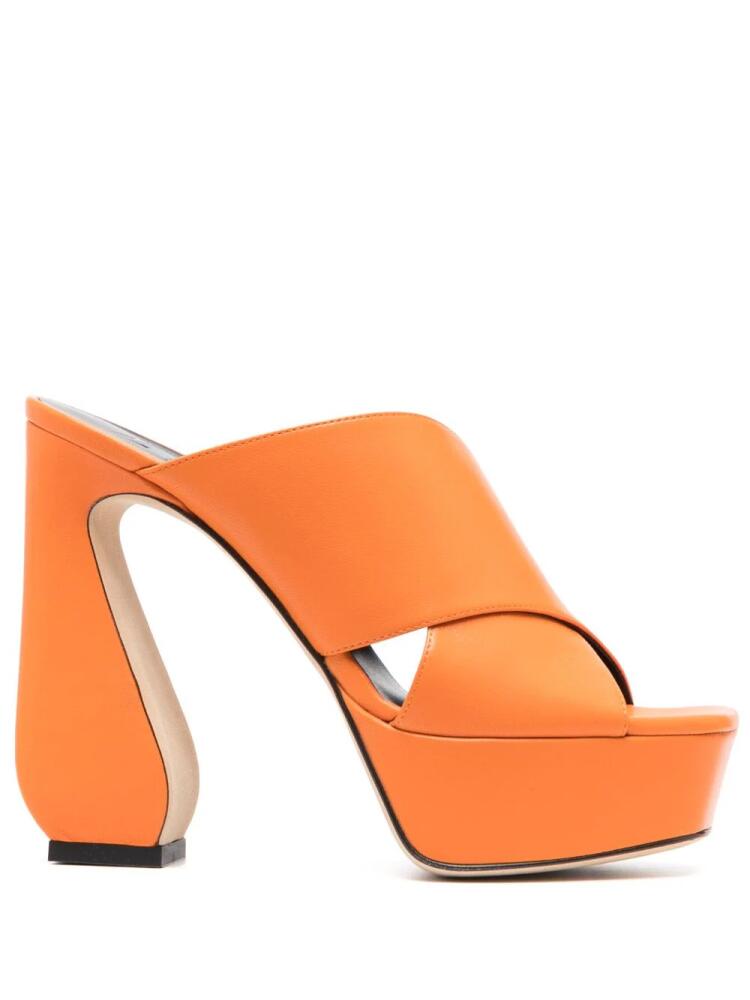 Si Rossi 135mm platform leather mules - Orange Cover