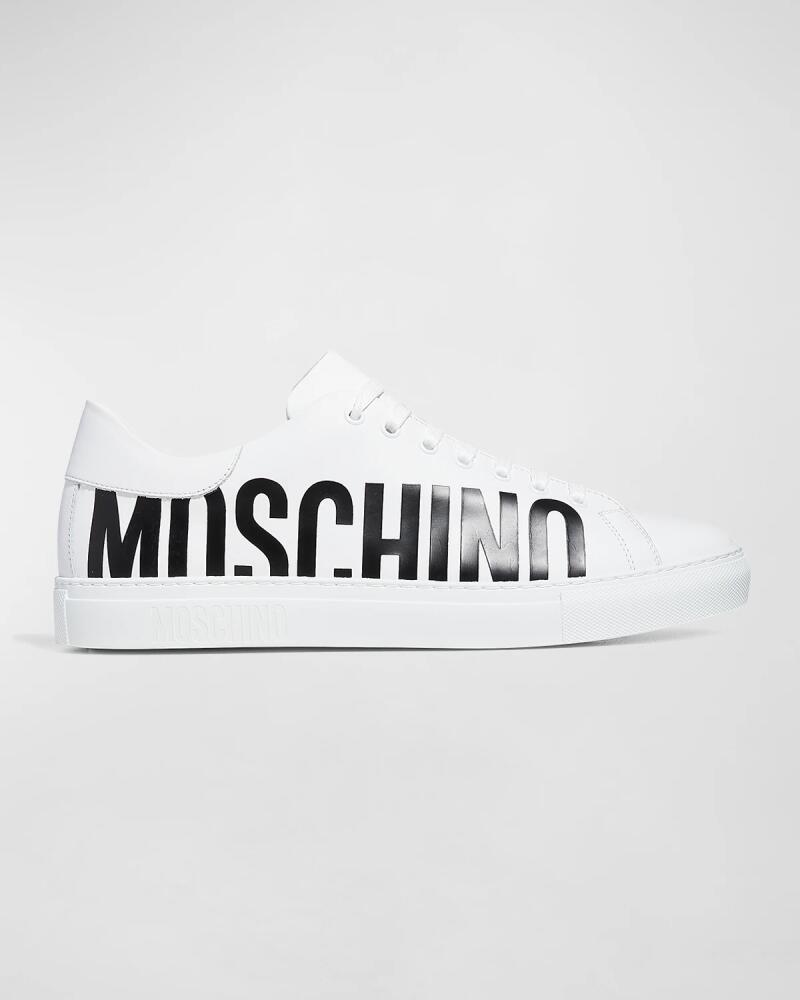 Moschino Men's Logo Leather Low-Top Sneakers Cover