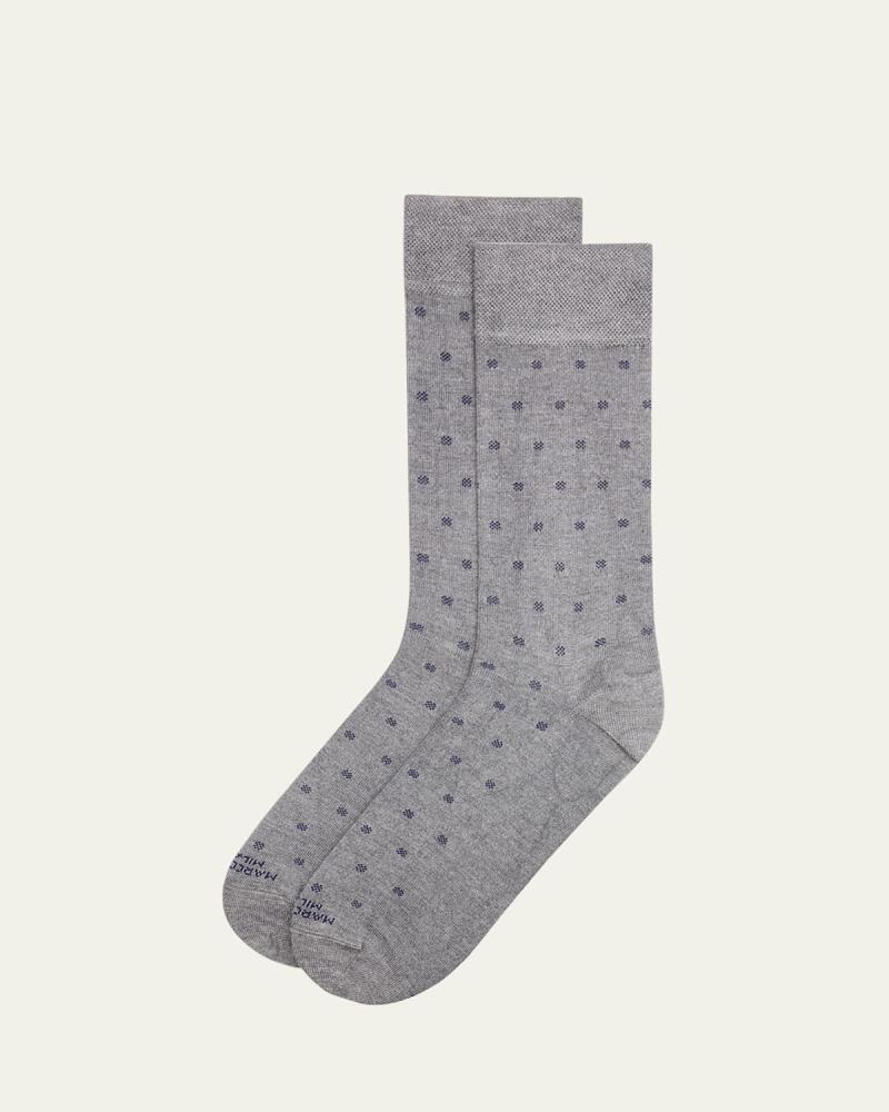 Marcoliani Men's Modal Cashmere Micro Polka Mid-Calf Socks Cover