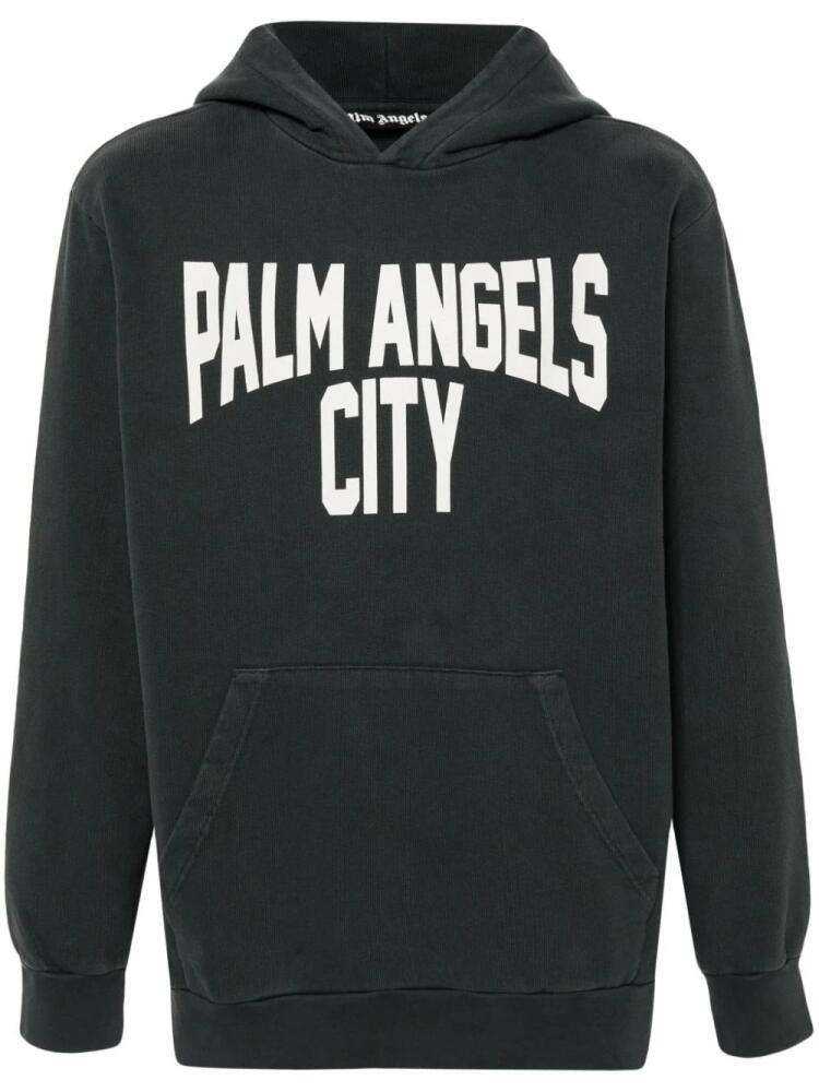 Palm Angels logo-print hoodie - Grey Cover