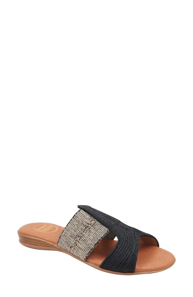 André Assous Noor Raffia Slide Sandal in Black/Beige Cover