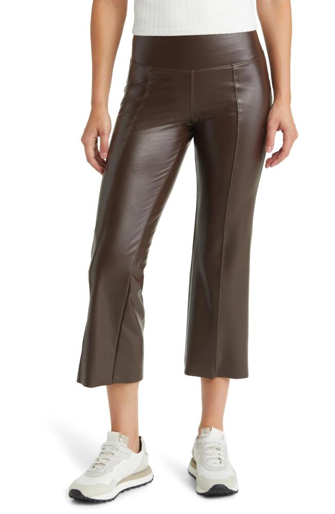 Hue Crop Faux Leather Leggings in Chocolate Brown Cover