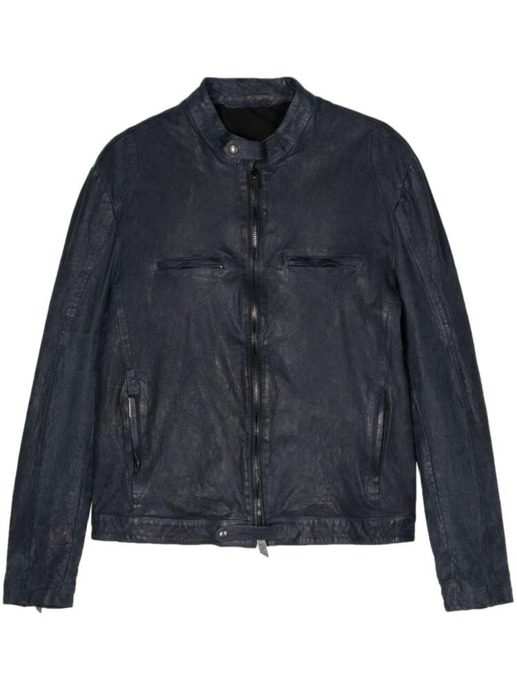 Salvatore Santoro faded-effect leather jacket - Blue Cover