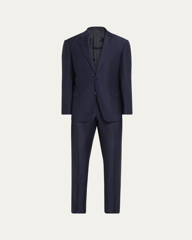 Giorgio Armani Men's Micro-Plaid Wool Classic Fit Suit Cover