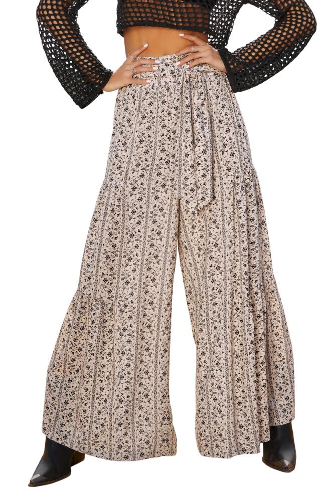 VICI Collection Mystic Wanderer Front Tie Wide Leg Pants in Sand/Black Cover