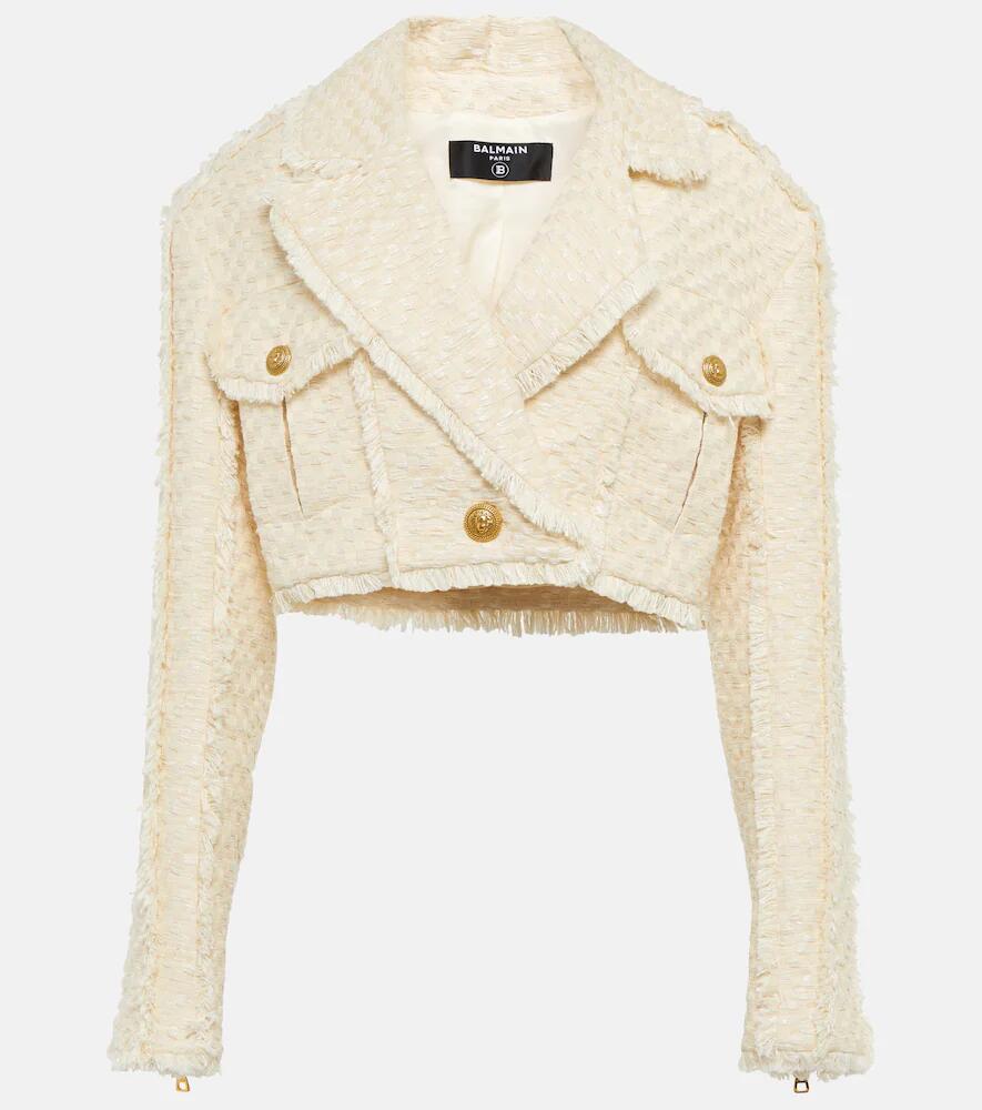 Balmain Cotton-blend tweed cropped jacket Cover