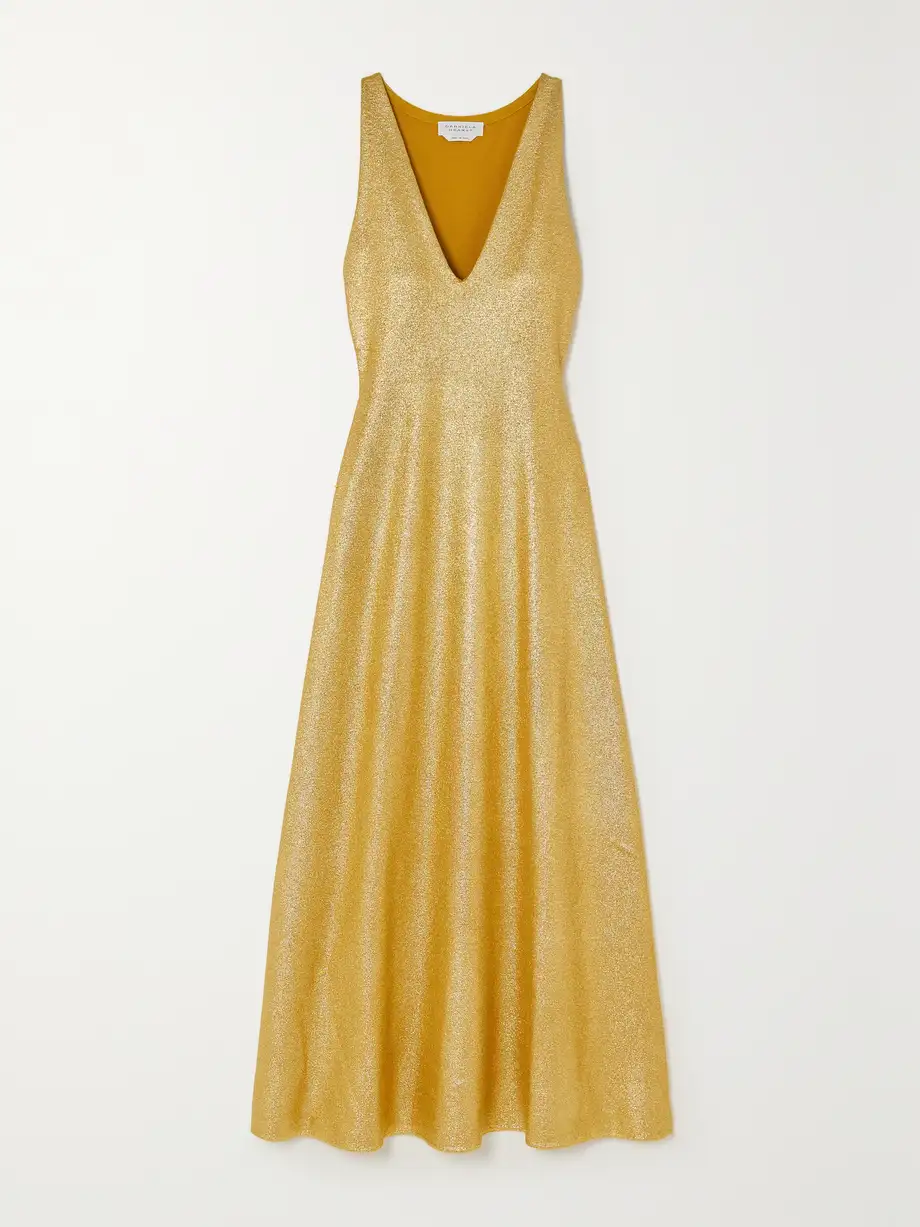 Gabriela Hearst - Melitta Metallic Merino Wool Maxi Dress - Gold Cover