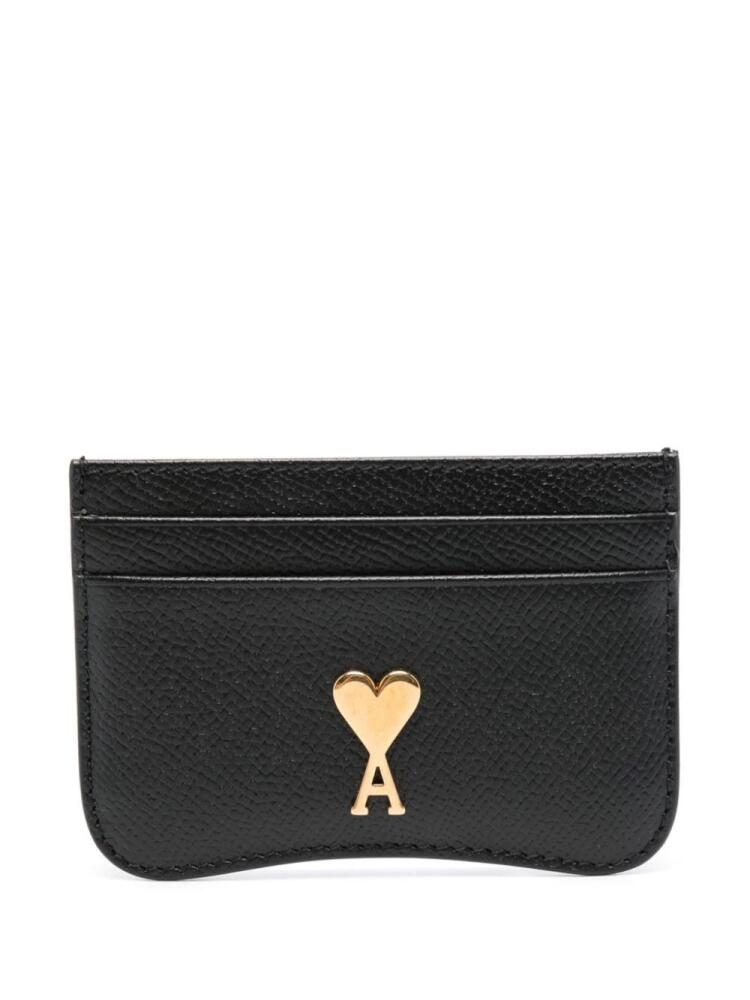 AMI Paris logo-plaque leather card holder - Black Cover