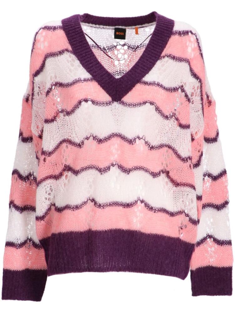 BOSS Fornello open-knit jumper - Pink Cover