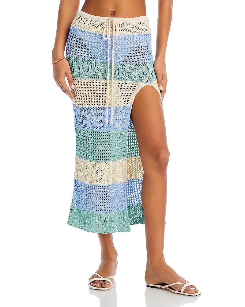 Capittana Emma Striped Crochet Cover Up Skirt Cover