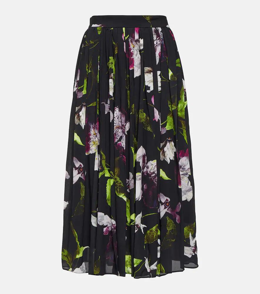 Erdem Floral pleated crêpe midi skirt Cover