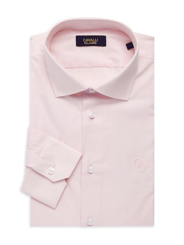 Cavalli Class by Roberto Cavalli Men's Comfort Fit Logo Dress Shirt - Pink Cover