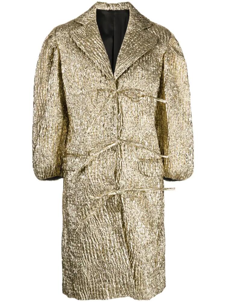 Simone Rocha crinkled metallic cloqué-effect coat Cover