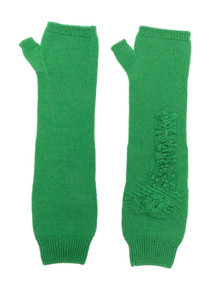 Barrie cashmere fingerless mittens - Green Cover