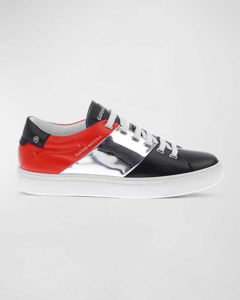 Costume National Men's Tricolor Leather Low-Top Sneakers Cover