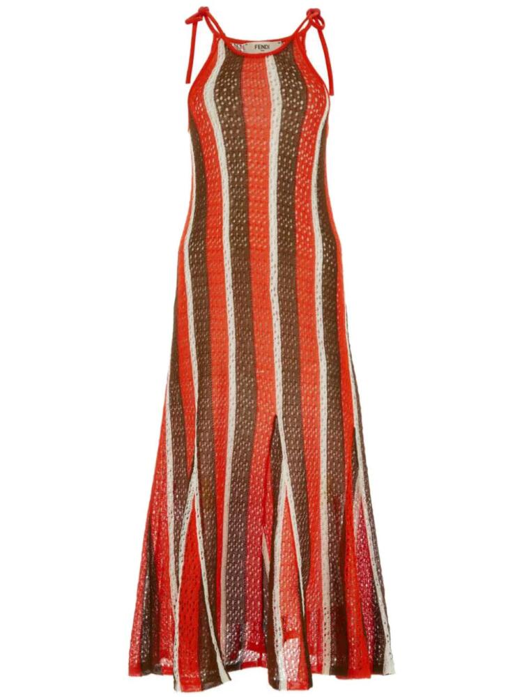 FENDI crochet-knit maxi dress - Red Cover