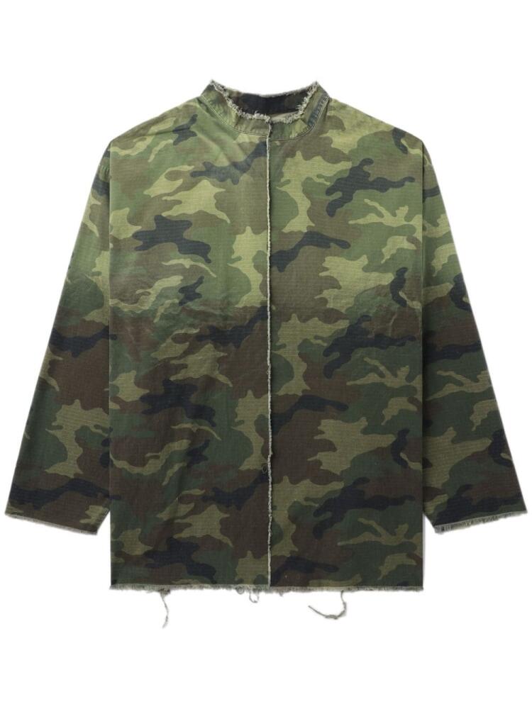 424 camouflage-print distressed-hem jacket - Green Cover