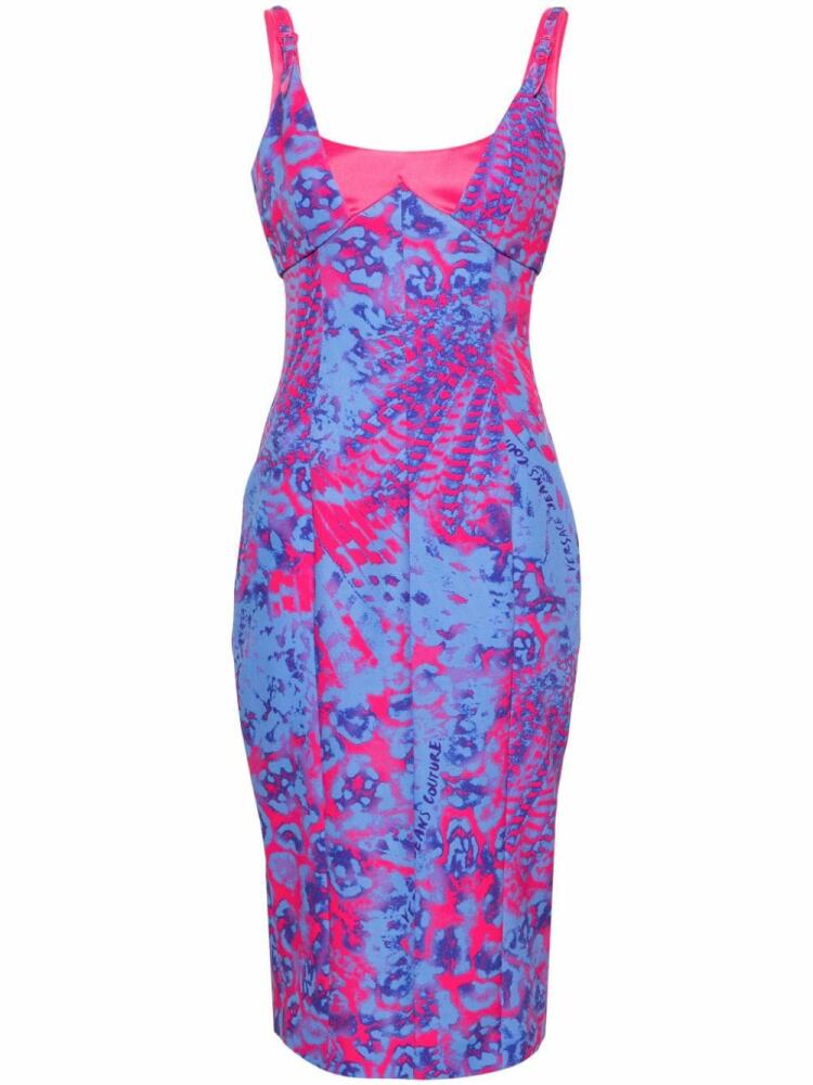 Versace Jeans Couture Animalier bodycon midi dress - Blue Cover