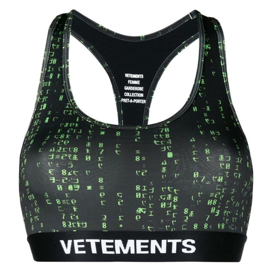 Vetements Green Code Print Sports Bra Cover