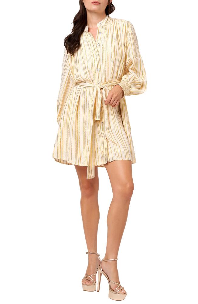 CIEBON Sondra Print Tie Waist Long Sleeve Minidress in Cream Cover