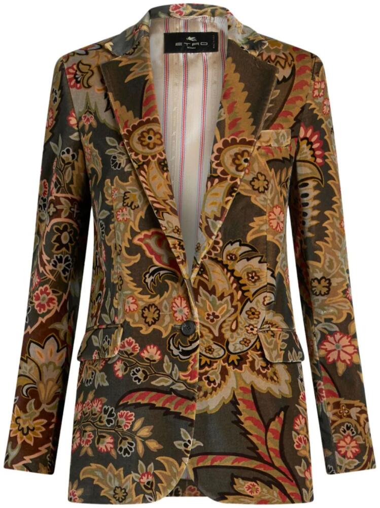 ETRO paisley-print velvet blazer - Brown Cover