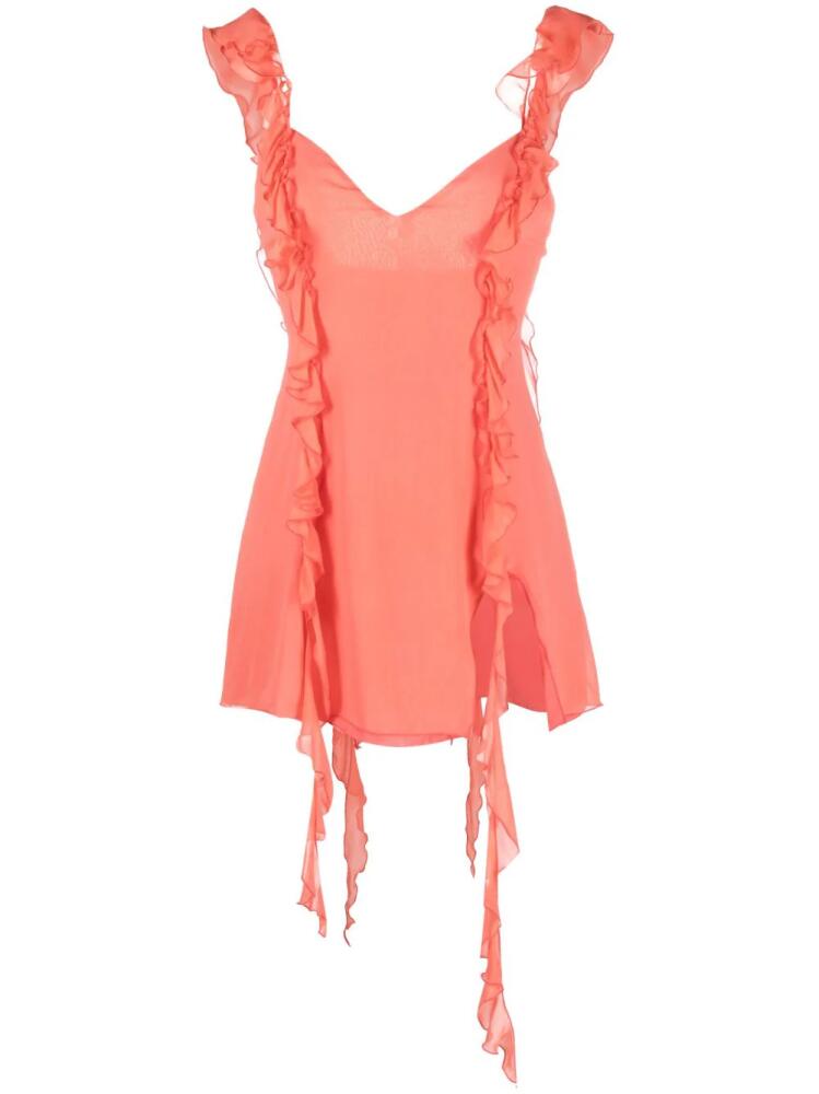 Amen ruffled silk mini dress - Orange Cover