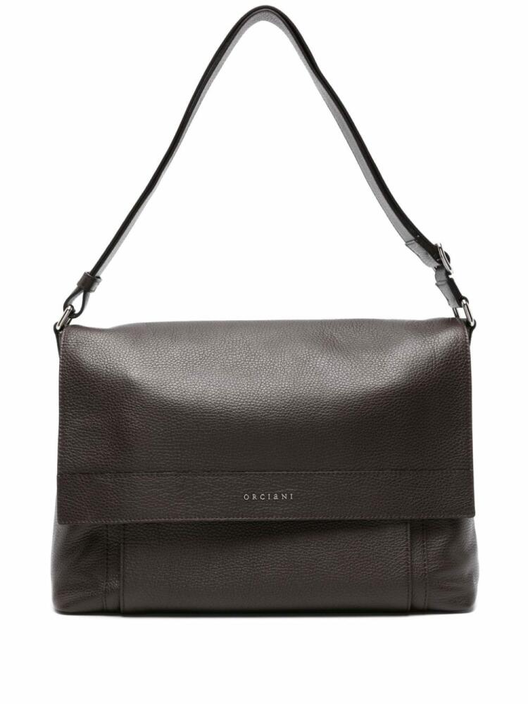 Orciani logo-lettering shoulder bag - Brown Cover