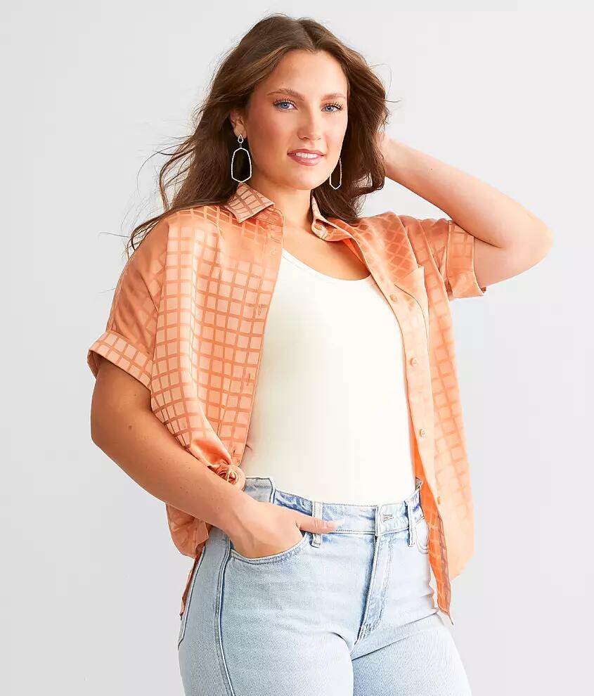 Willow & Root Checkered Satin Blouse Cover