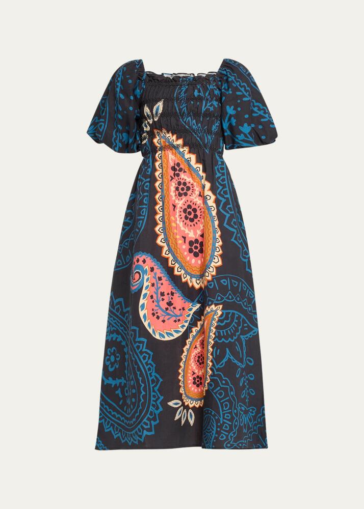 Verandah Paisley Printed Smocked Maxi Dress Cover