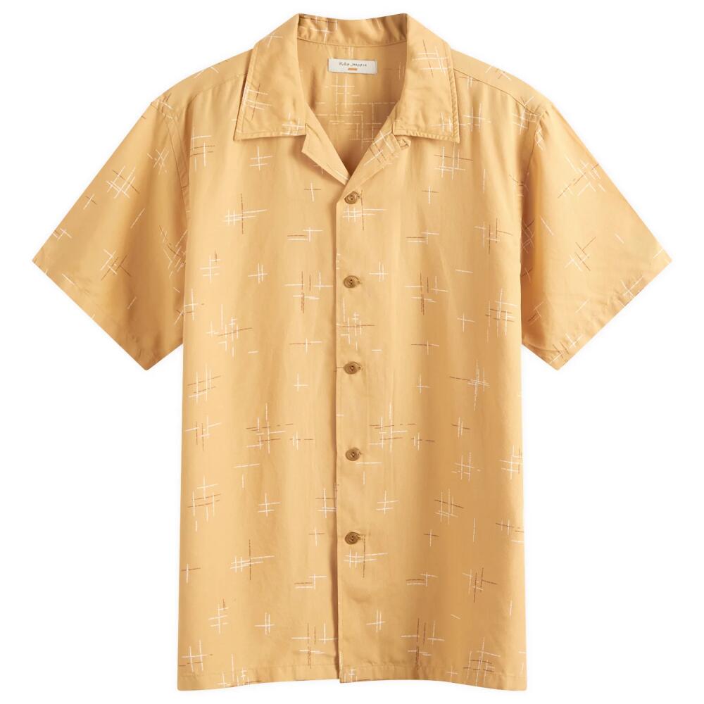 Nudie Jeans Co Men's Arvid 50s Hawaii Vacation Shirt in Ochre Cover