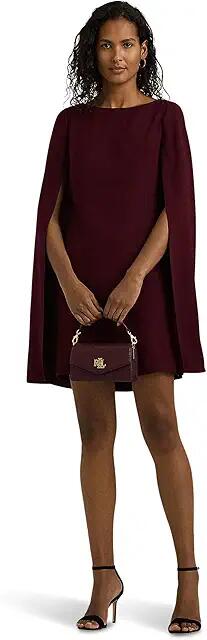 Lauren Ralph Lauren Cape Georgette Cocktail Dress (Pinot Noir) Women's Dress Cover