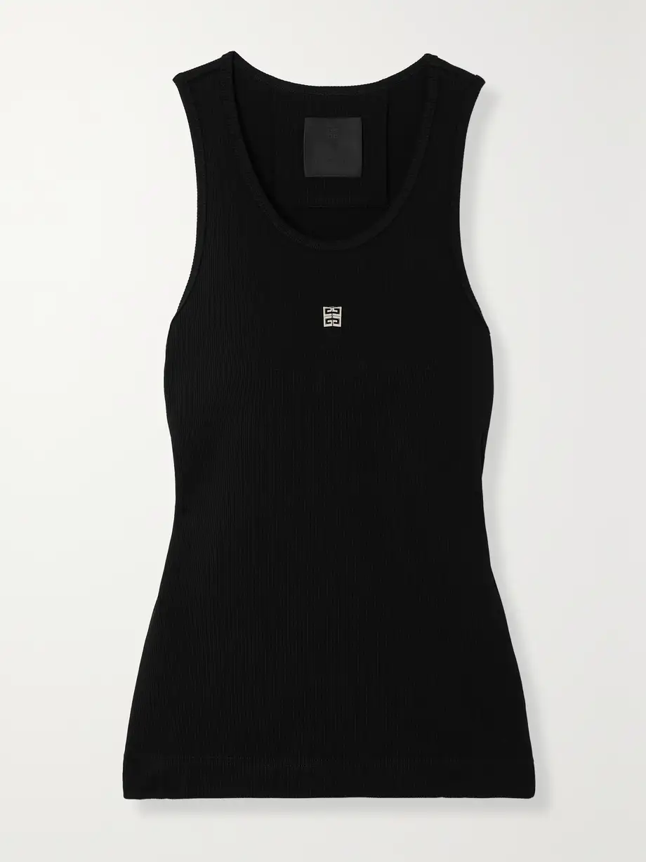 Givenchy - Embellished Ribbed Stretch-cotton Tank - Black Cover