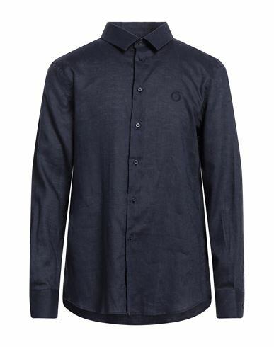 Trussardi Man Shirt Navy blue Size 15 ½ Linen Cover