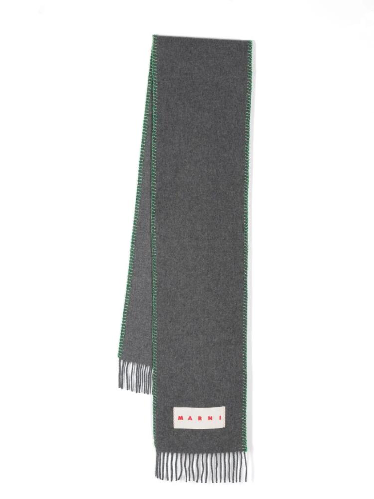 Marni logo-patch scarf - Grey Cover