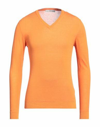 Grey Daniele Alessandrini Man Sweater Orange Cotton Cover