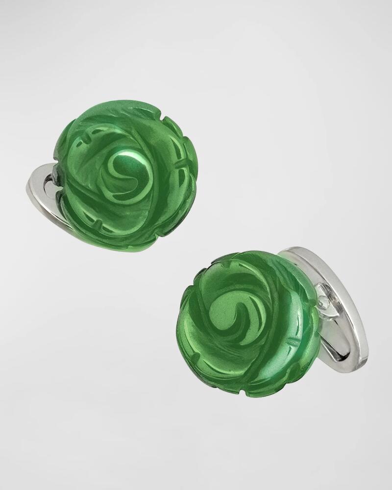 Jan Leslie Men's Hand-Carved Green Onyx Sterling Silver Cufflinks Cover