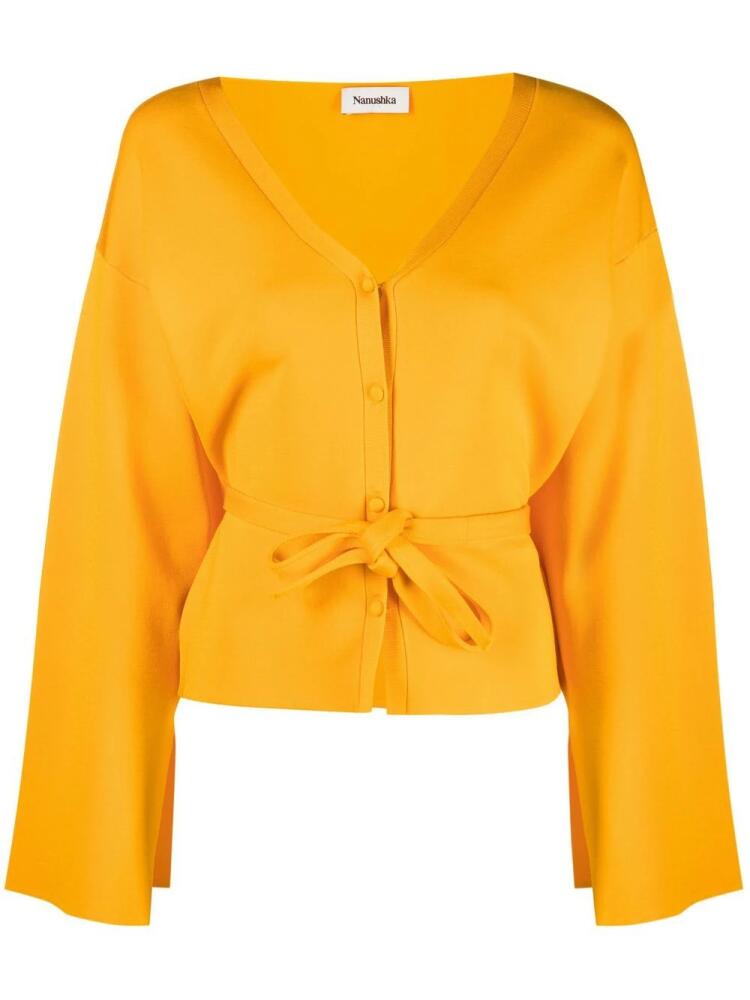 Nanushka belted wide-sleeve cardigan - Orange Cover