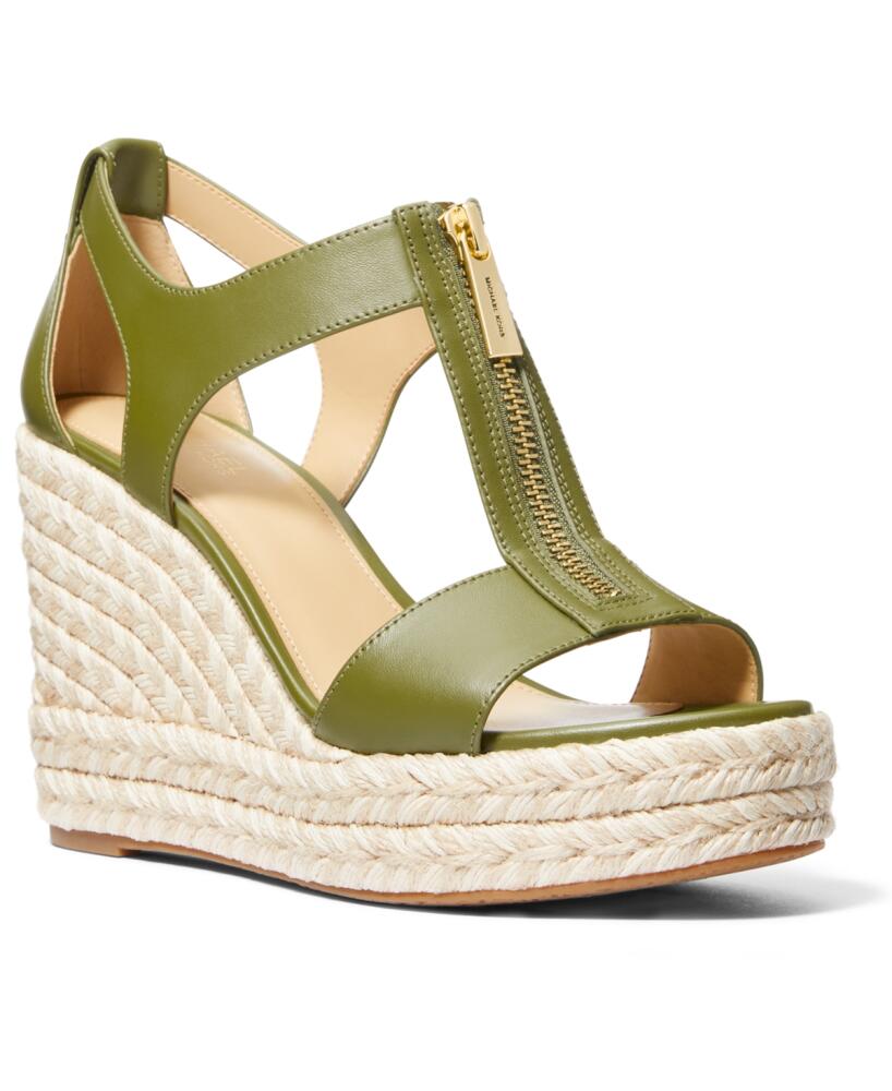 Michael Michael Kors Berkley Zipper Espadrille Platform Wedge Sandals - Smokey Olive Cover